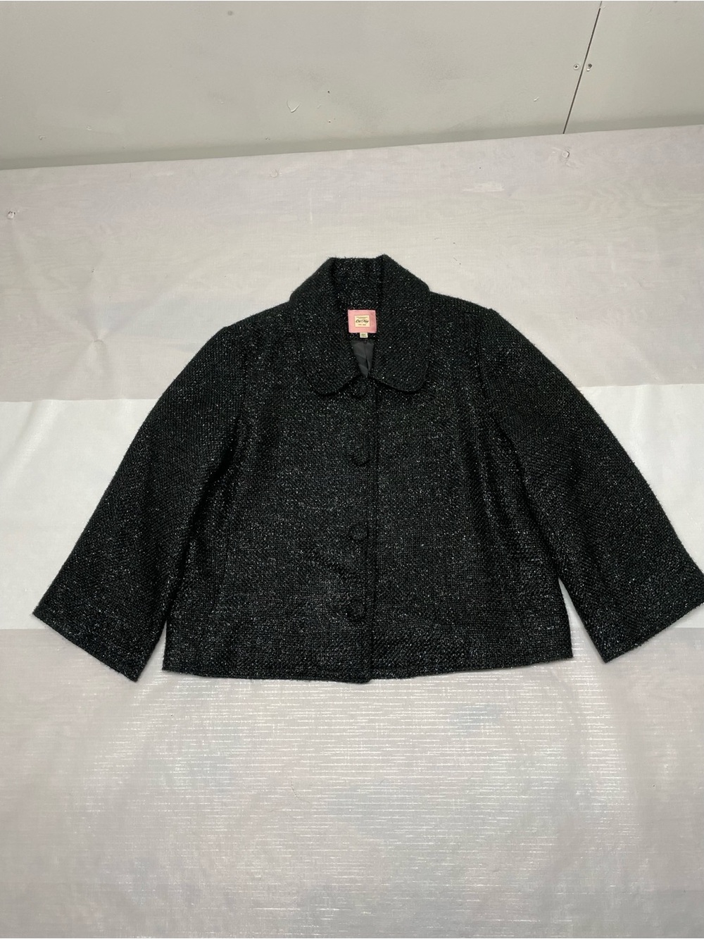 Old Navy Black Tweed Pea Coat with Covered Buttons Sz: Xl